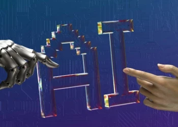 AI analytics AI with robot hand
