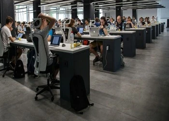 people working in office