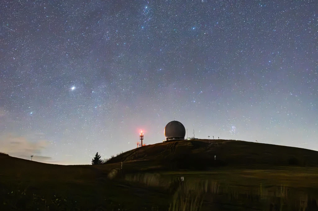 Operationalising Space cover with a space station looking at a starry sky