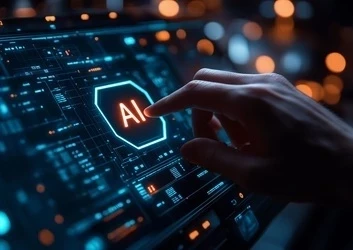 Hand pressing AI on screen