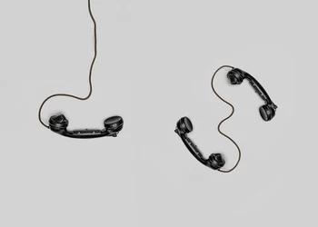 vintage phones connected to each other