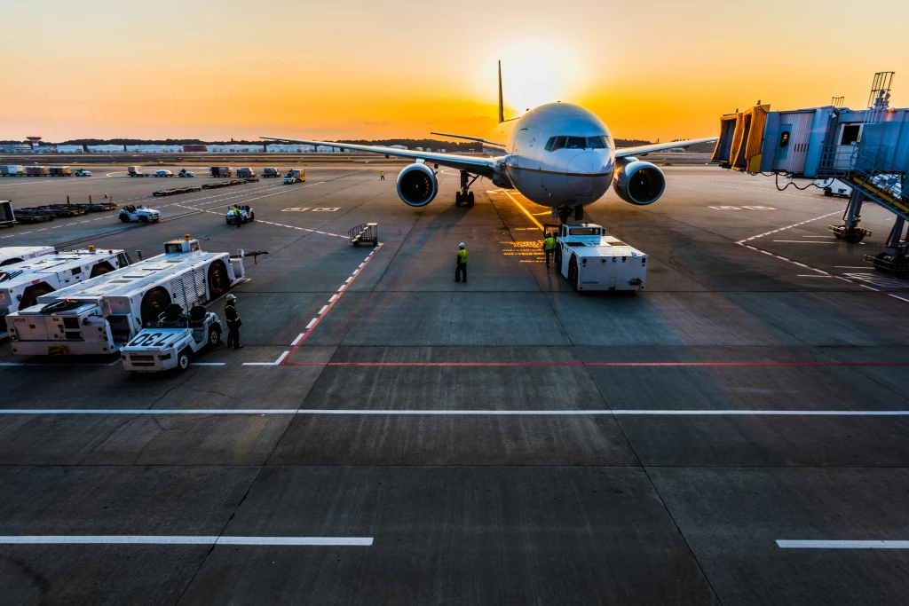 Gray airplane on tarmac