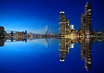 Municipality of Rotterdam process mining - PEX Network Rotterdam at night photograph