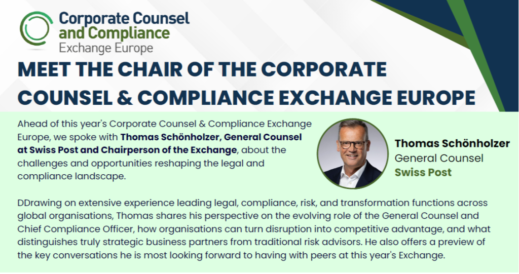 Voice of the Customer: Dr. Thomas Schönholzer, General Counsel, Swiss Post Ltd. & Chairperson