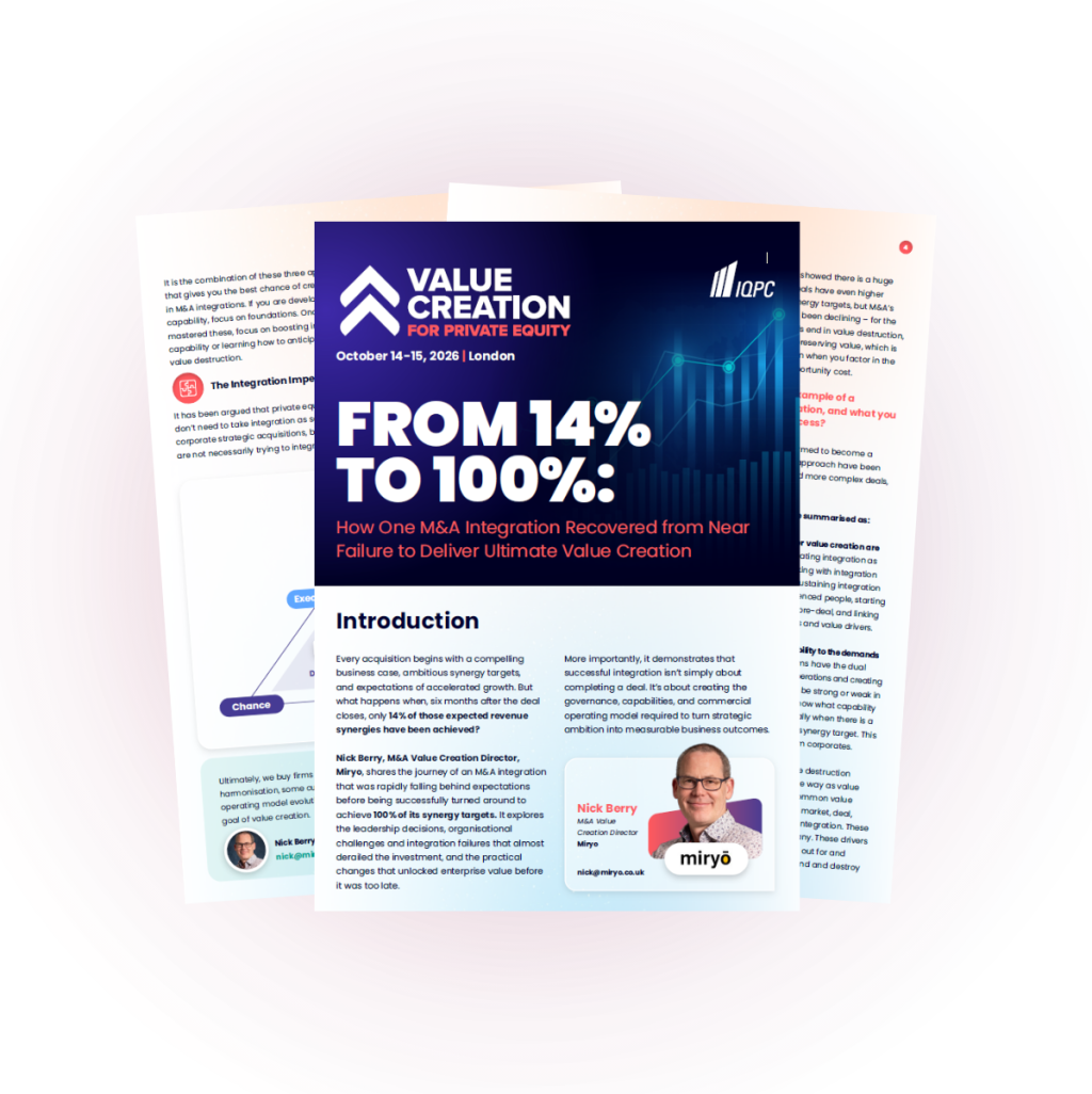Failure Case Study | From 14% to 100%: How One M&A Integration Recovered from Near Failure to Deliver Ultimate Value Creation