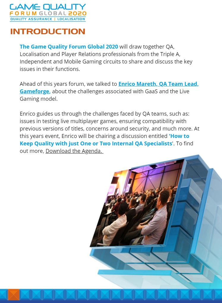 QA Challenges Associated with GaaS and the Live Gaming Model - Insights from Enrico Mareth, QA Team Lead, Gameforge