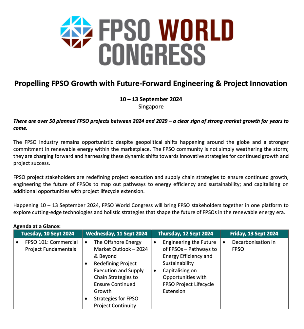 View Agenda - FPSO World Congress 2024