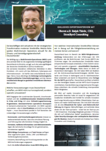 Experten Interview Oberst a.D. Ralph Thiele, CEO, StratByrd Consulting