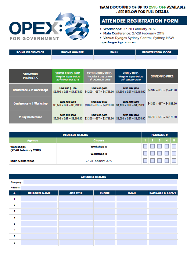 Fast Track Your Attendance - OPEX for Government 2019