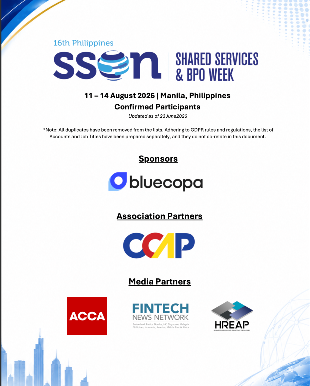 16th Philippines Shared Services & BPO Week 2026 Attendee List (Solution Providers)