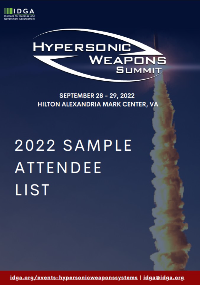 Hypersonic Weapons Summit 2022 Attendee List