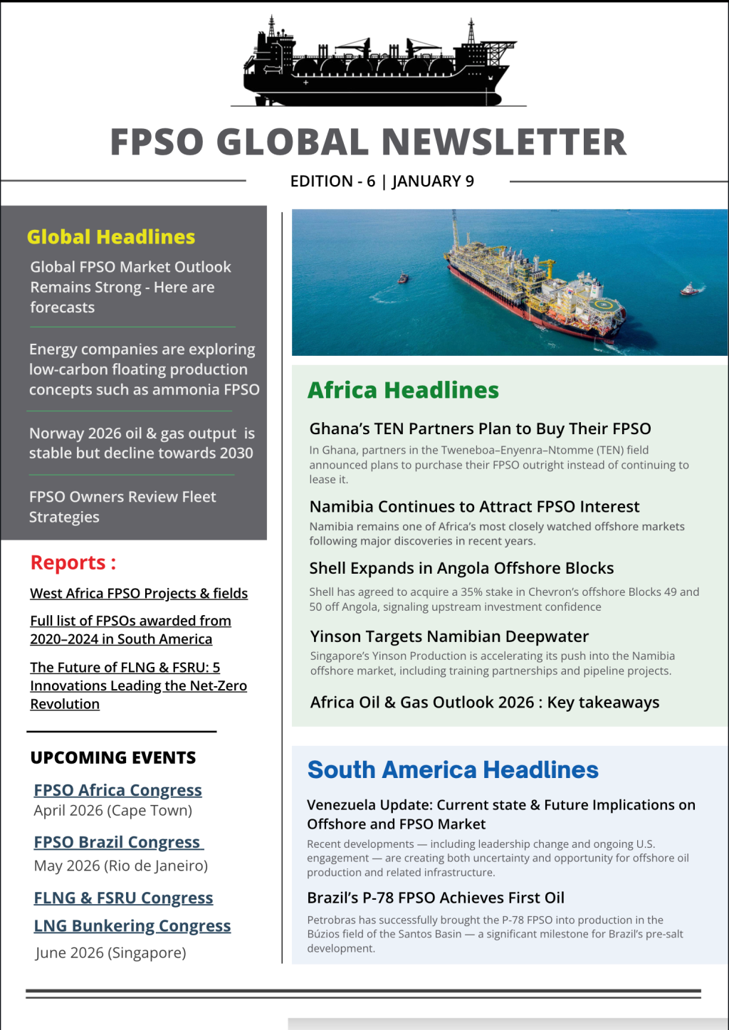 Edition 6 : Global & Africa FPSO Outlook 2026 and Beyond — and What Venezuela’s recent developments means for Offshore & FPSO industry (Vendor)
