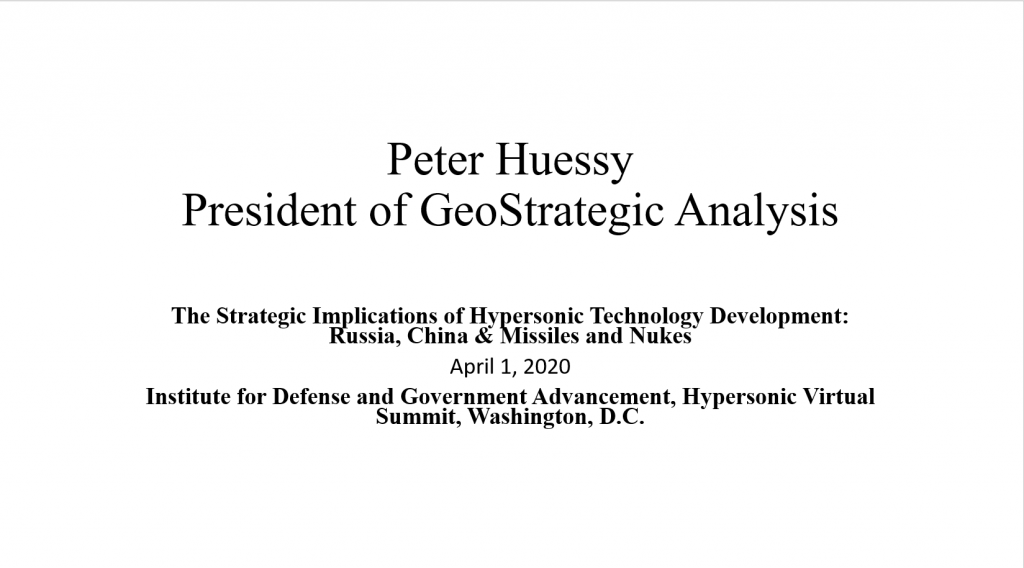 The Strategic Implications of Hypersonic Technology Development: Russia, China & Missiles and Nukes