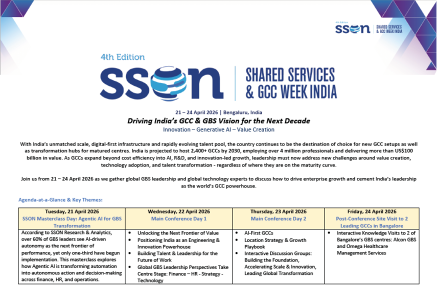 Shared Services & GCC Week India Agenda Brochure (Solutions Provider)