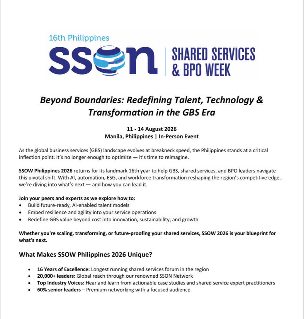 SSO&BPO Week Philippines 2026 Preliminary Agenda