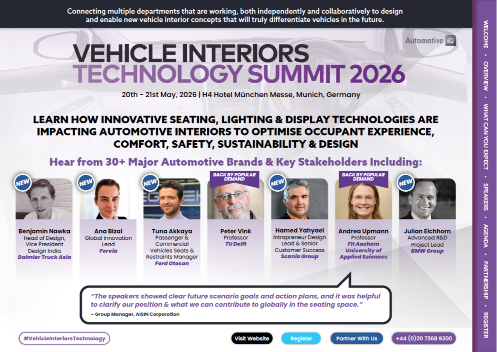 Vehicle Interiors Technology 2026 Agenda