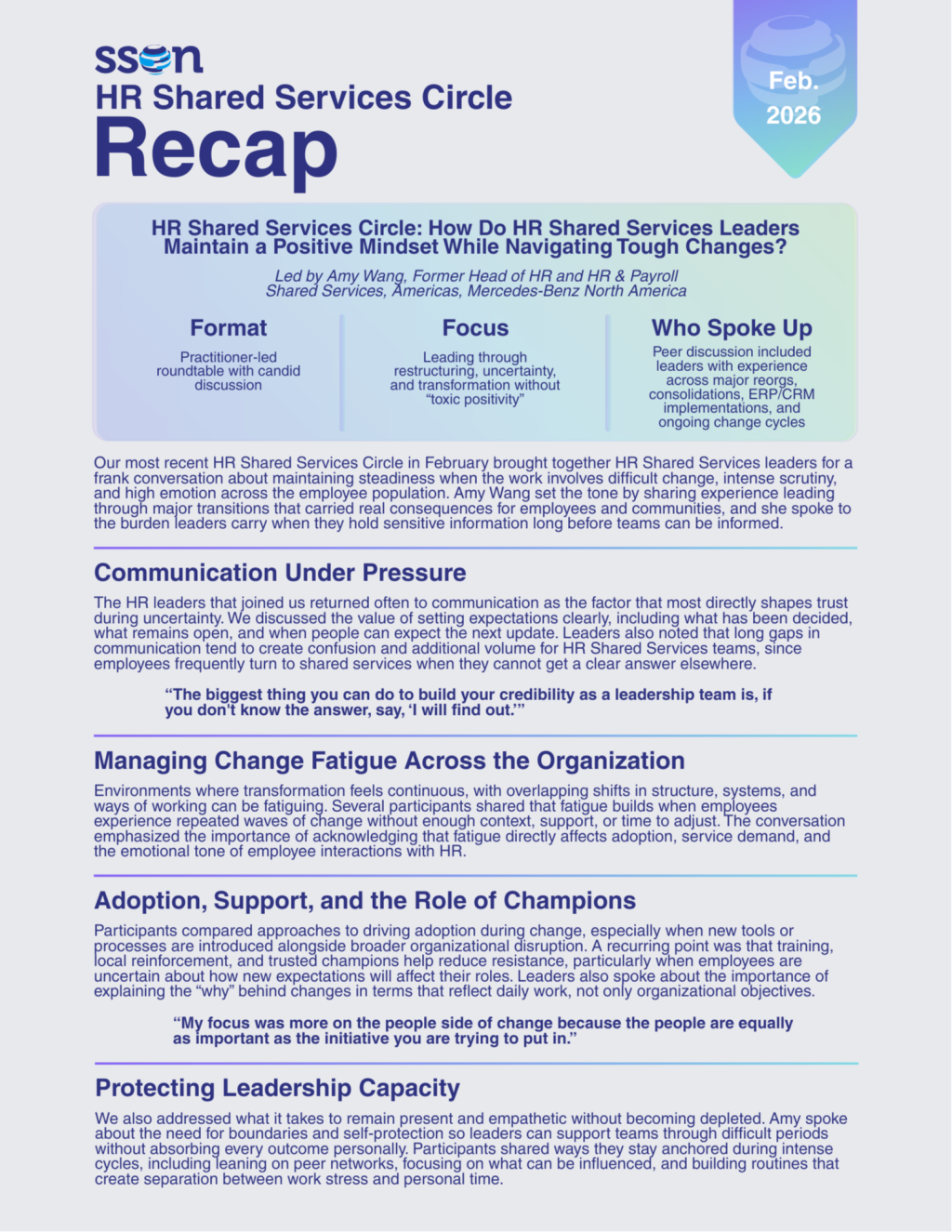 HR Shared Services Circle - February Recap