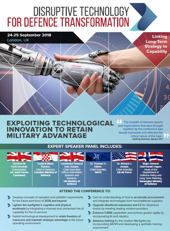 Disruptive Technology for Defence Transformation 2018 Sponsorship Opportunities