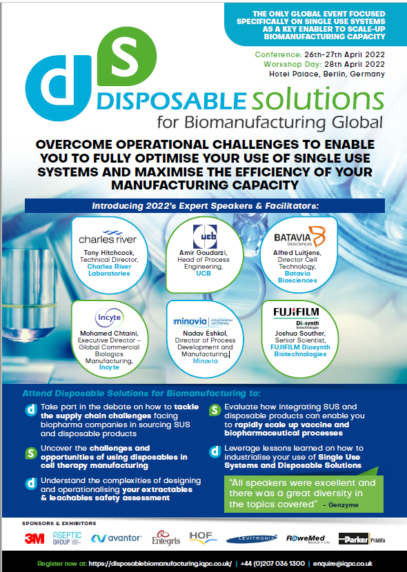 Disposable Solutions for Biomanufacturing 2022 Agenda