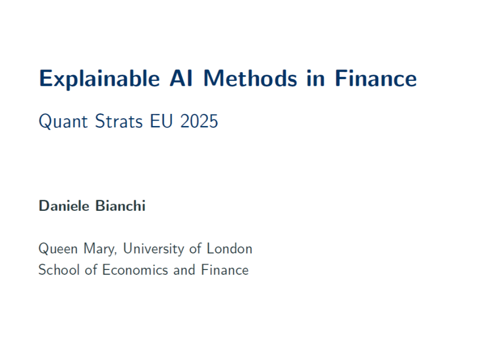 Explainable AI Methods in Finance - Queen Mary