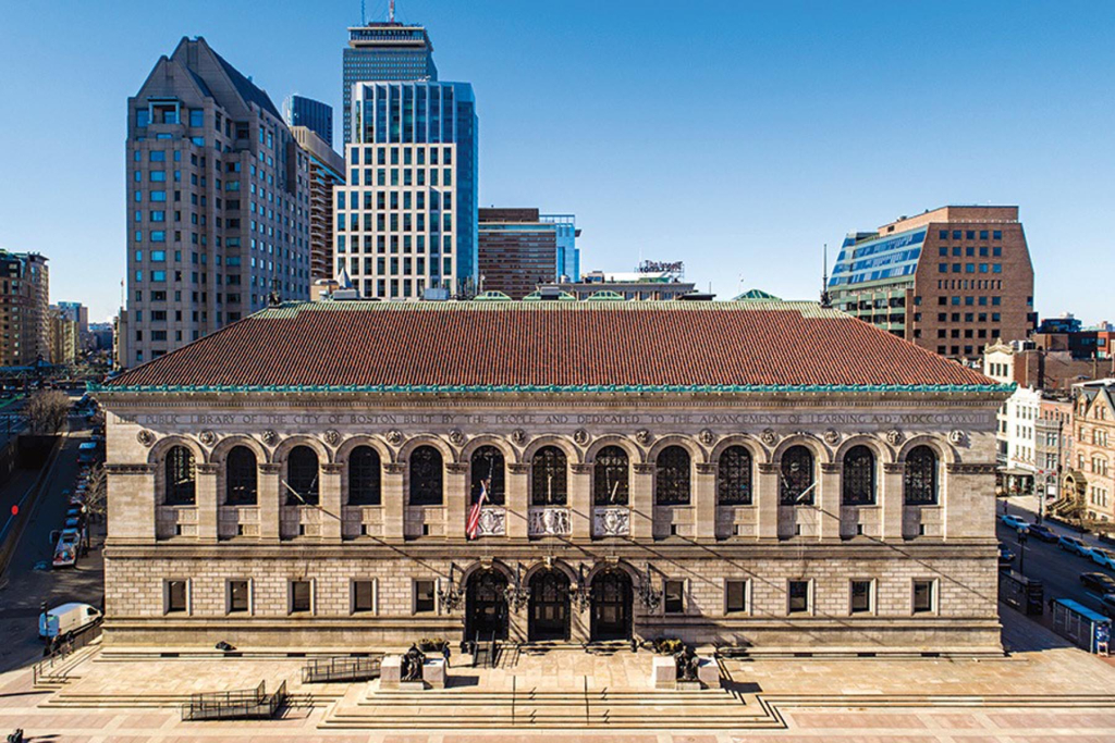 Interior of Boston Public Library reading room