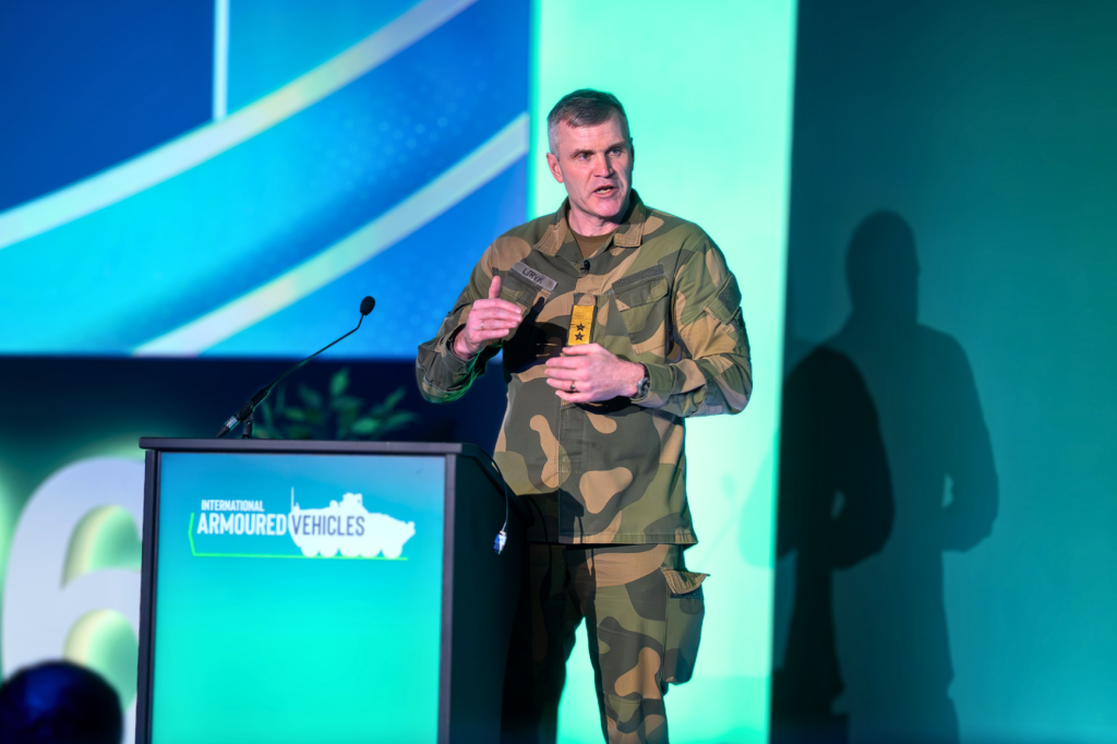 Senior military leader speaking on the IAV stage