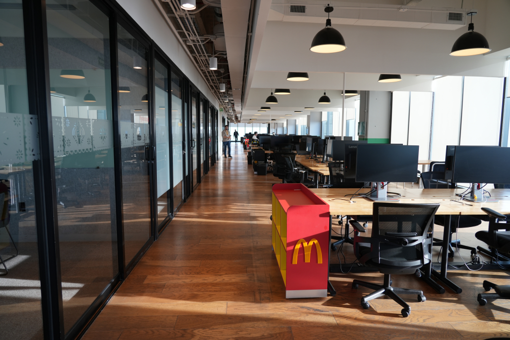 McDonald's office hallway with branded storage unit