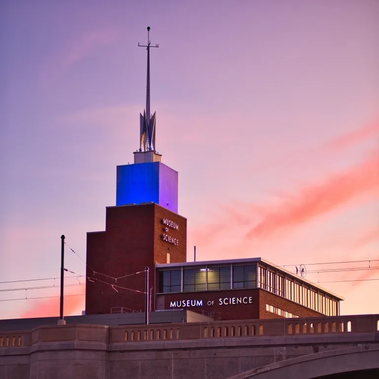 Museum of Science Boston exterior at night