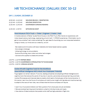 HR Technology Exchange Agenda
